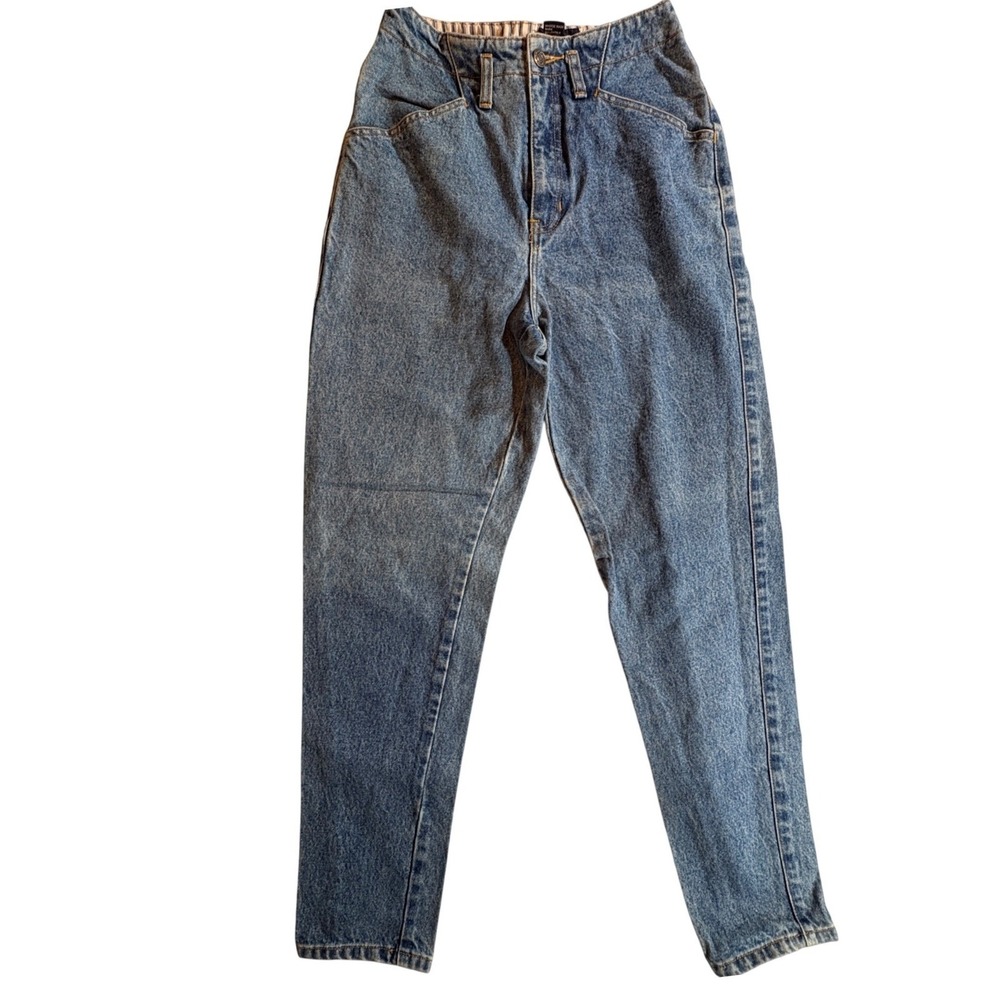 Gap High Waisted Mom Jeans Womens 3/4 Vintage Blue Tapered Leg 100% Cotton Denim